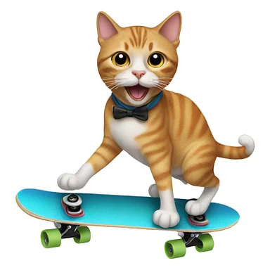 cat with a mustache riding a skateboard  sticker