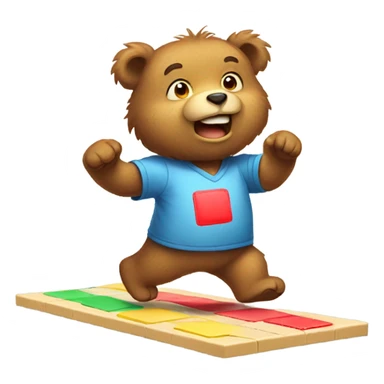bear playing hopscotch  sticker