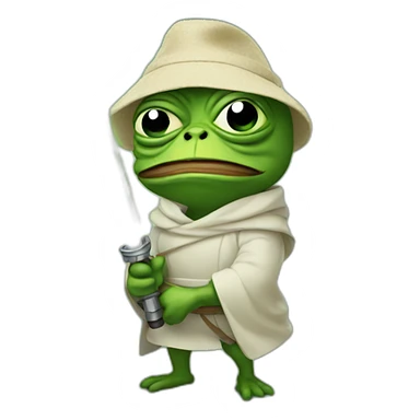 Pepe with large light saber sticker