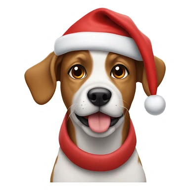 Dog wearing a Santa hat sticker