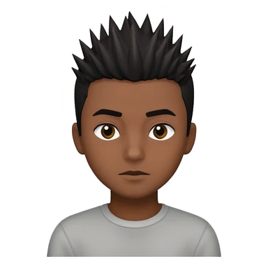 Dark brown boy, with short black spiky hair, black eyes sticker