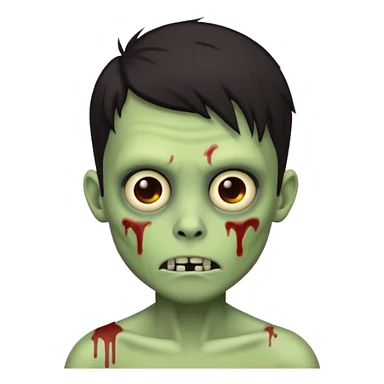 light green zombie boy emoji with dark hair sticker