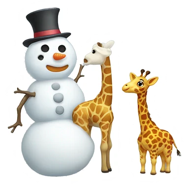Snowman next to little giraffe sticker
