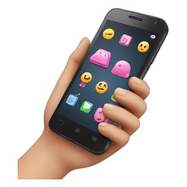 smartphone on a hand, with pink check on the screen sticker