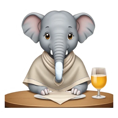 elephant at a restaurant table sticker
