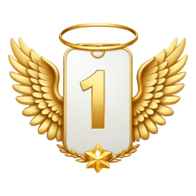 1st place award (number) decorated with angel wings golden sticker