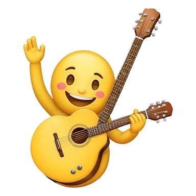 Yellow emoji playing guitar sticker