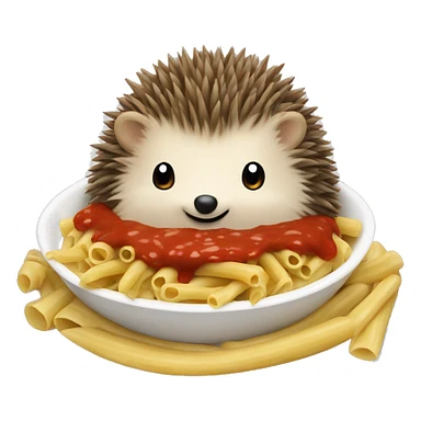 hedgehog eating pasta with red sauce sticker