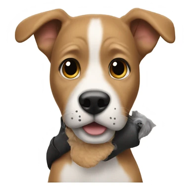 little mosey with dog in his hand sticker