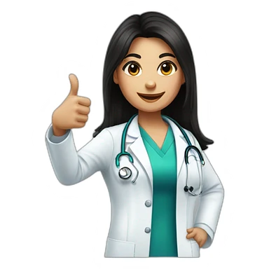 doctor girl with dark hair thumbs up sticker
