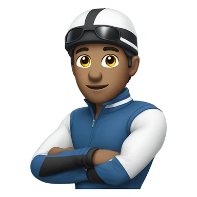 Jockey with blue jacket and white armbands sticker