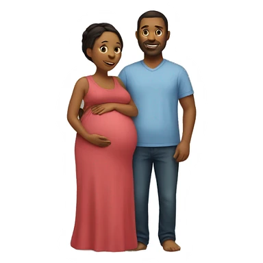 A pregnant woman with her husband  sticker