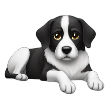 black white dog on couch sticker