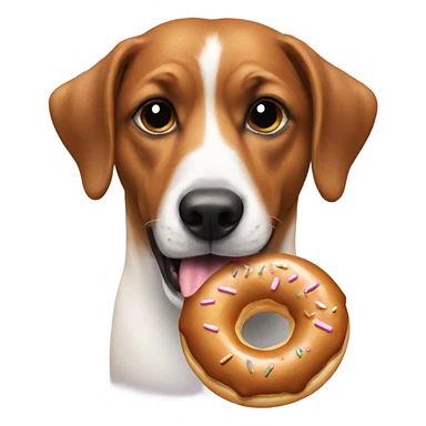 A dog eating a donut sticker