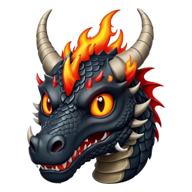 A black dragon with red flamings eyes and great black horns. sticker