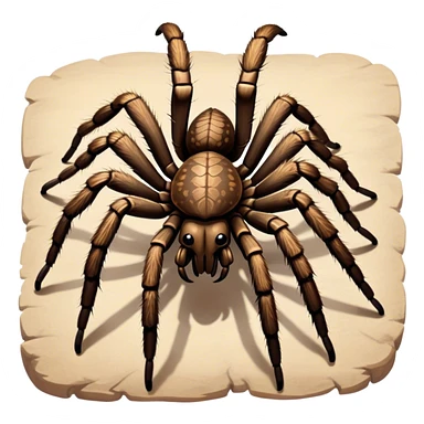 Close-up of a giant hairy tarantula in its natural habitat, with intricate details of its legs, body, and webbing. The spider is positioned in a natural setting, emphasizing its size and texture. Soft lighting highlights its features. Transparent background. sticker