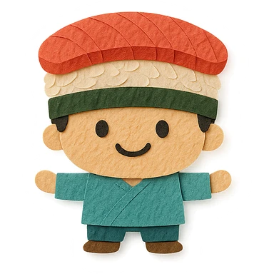 paper craft style sushi man character sticker