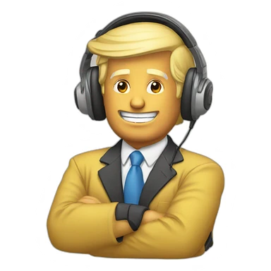 trump with headset sticker