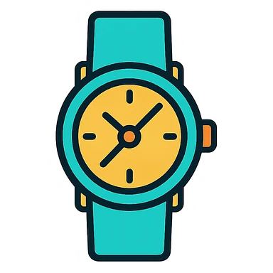watch, modern, minimal, clear color outline icon sticker