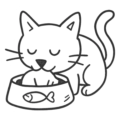 A cat eats a pig sticker