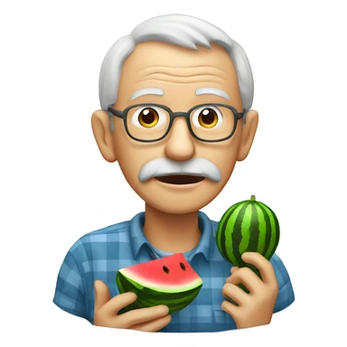 An old man eating a watermelon sticker