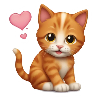 Ginger kitten showing love sticker