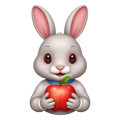 Happy rabbit same apple emoji  sticker