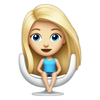 Blonde girl blue eyes and light lips girl sitting on a modern design chair sticker