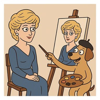 Princess Diana painting picture by a dog sticker