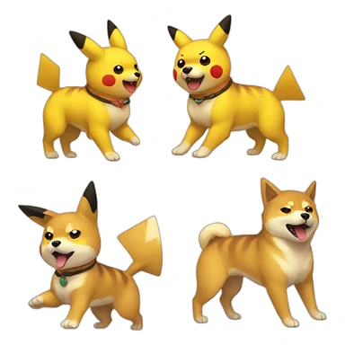 Pikachu fighting shiba inu sticker