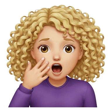 Emoji di ragazza bionda riccia che urla e mette una mano in faccia davanti la bocca e gli occhi sticker