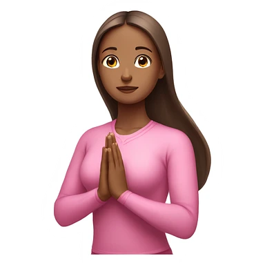 White Brunette Girl doing praying yoga pose in pink tones half body sticker