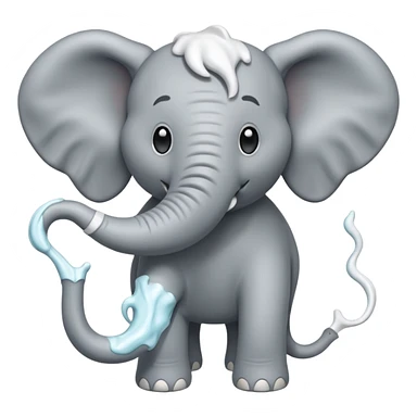 elephant with  toothpaste sticker