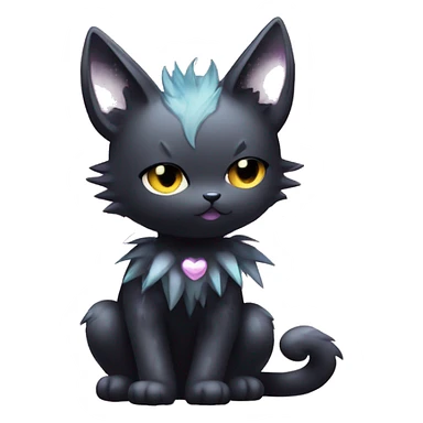 Shiny Cool Punk pastel Black beautiful ethereal fantasy Kawaii Sona Fakemon-cat-animal with edgy bat-wings-ears Full Body sticker