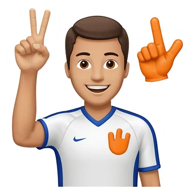 A cheerful man in a team jersey, waving a giant foam finger high with an excited grin. sticker
