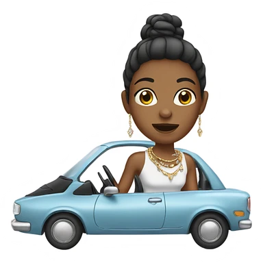 girl in car with jewelry sticker