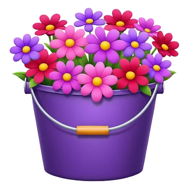 Create pink and purple and red flowers bucket sticker