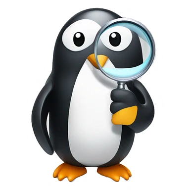 penguin holding a magnifying glass sticker
