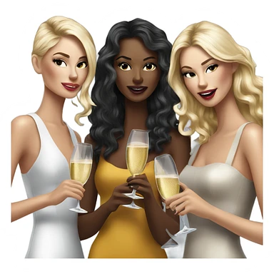 Hyper Realistic beautiful high fashion models drinking champagne  sticker