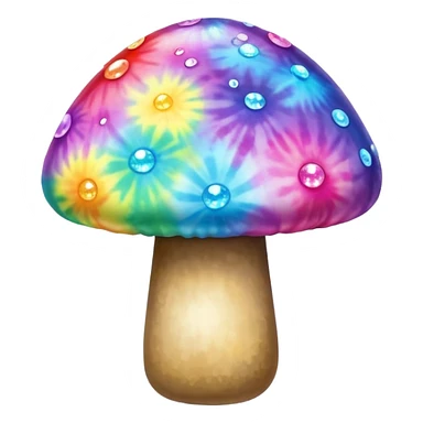 Tie dye mushroom with sparkles around it sticker