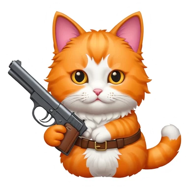 a cat holding a gun sticker
