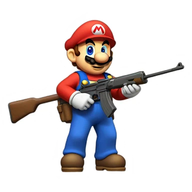 Mario with a rifle sticker