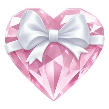 Pastel pink diamond crystal heart with white bow sticker