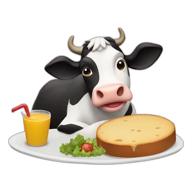 vaca comiendo pasto sticker
