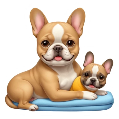 french buldog getting massage sticker