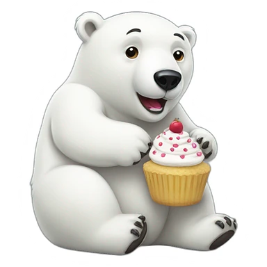 polar bear eating cupcake sticker