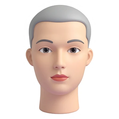 grey mannequin face, neutral expression, 3D style, smooth and realistic sticker