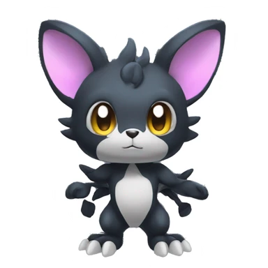 Cute cool fantasy dark-themed animal hybrid Fakemon full body sticker