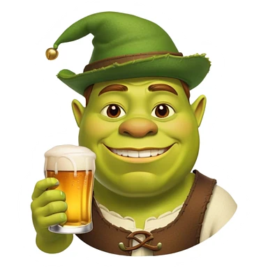 Shrek in hat with beer sticker