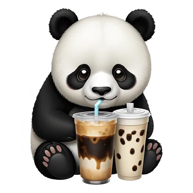 Sad panda drinking ice coffee  sticker